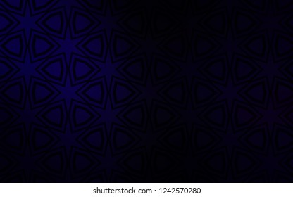 Dark BLUE vector background with colored stars. Decorative illustration with stars on abstract template. Best design for your ad, poster, banner.