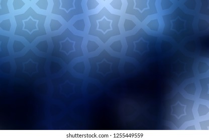 Dark BLUE vector background with colored stars. Decorative illustration with stars on abstract template. Template for sell phone backgrounds.