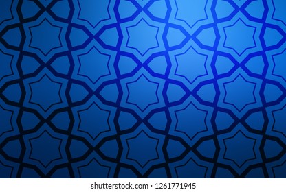 Dark BLUE vector background with colored stars. Decorative illustration with stars on abstract template. Pattern for new year ad, booklets.