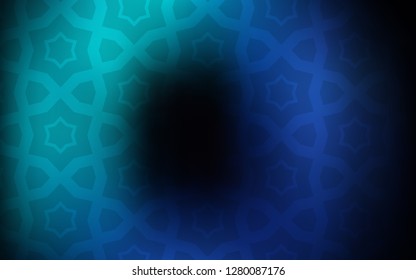 Dark BLUE vector background with colored stars. Shining colored illustration with stars. Best design for your ad, poster, banner.