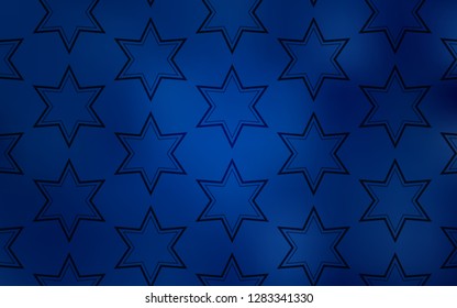 Dark BLUE vector background with colored stars. Blurred decorative design in simple style with stars. Pattern for new year ad, booklets.