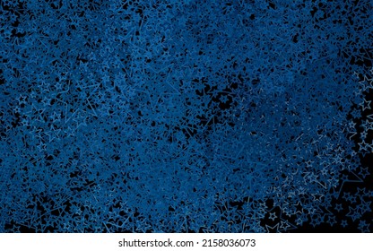 Dark BLUE vector background with colored stars. Decorative shining illustration with stars on abstract template. Best design for your ad, poster, banner.