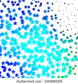 Dark BLUE vector background with colorful stars. Shining colorful illustration with small and big stars. Pattern for wrapping gifts.