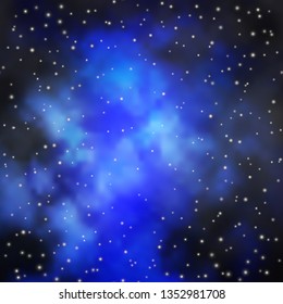 Dark BLUE vector background with colorful stars. Modern geometric abstract illustration with stars. Pattern for new year ad, booklets.