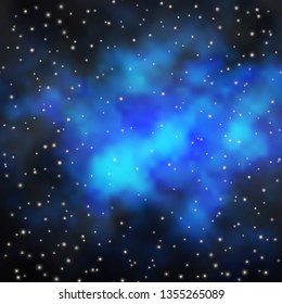 Dark BLUE vector background with colorful stars. Shining colorful illustration with small and big stars. Pattern for wrapping gifts.