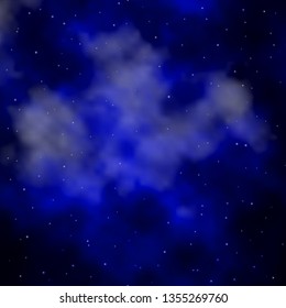 Dark BLUE vector background with colorful stars. Colorful illustration in abstract style with gradient stars. Best design for your ad, poster, banner.
