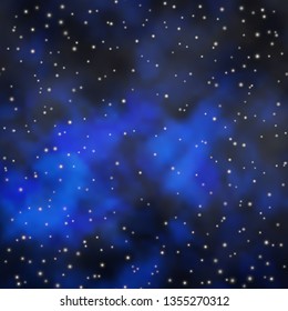 Dark BLUE vector background with colorful stars. Modern geometric abstract illustration with stars. Pattern for websites, landing pages.