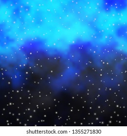 Dark BLUE vector background with colorful stars. Modern geometric abstract illustration with stars. Pattern for websites, landing pages.