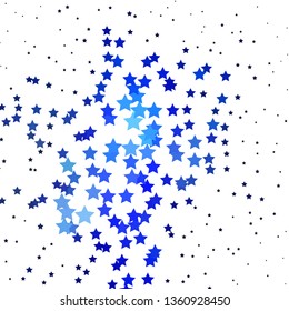 Dark BLUE vector background with colorful stars. Shining colorful illustration with small and big stars. Pattern for websites, landing pages.