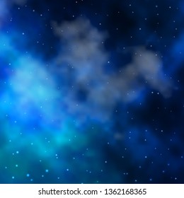 Dark BLUE vector background with colorful stars. Blur decorative design in simple style with stars. Design for your business promotion.