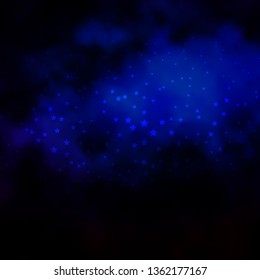 Dark BLUE vector background with colorful stars. Blur decorative design in simple style with stars. Best design for your ad, poster, banner.
