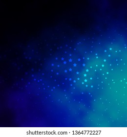 Dark BLUE vector background with colorful stars. Modern geometric abstract illustration with stars. Design for your business promotion.