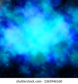 Dark BLUE vector background with colorful stars. Shining colorful illustration with small and big stars. Best design for your ad, poster, banner.