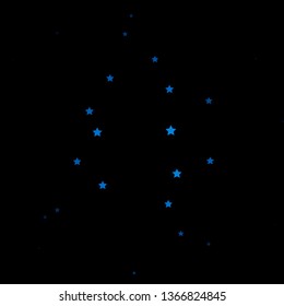 Dark BLUE vector background with colorful stars. Colorful illustration with abstract gradient stars. Theme for cell phones.