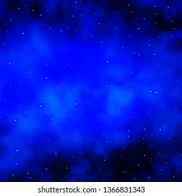 Dark BLUE vector background with colorful stars. Decorative illustration with stars on abstract template. Theme for cell phones.