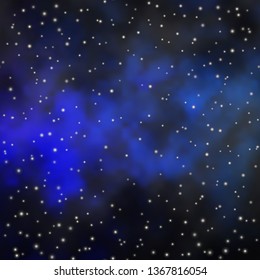 Dark BLUE vector background with colorful stars. Blur decorative design in simple style with stars. Design for your business promotion.