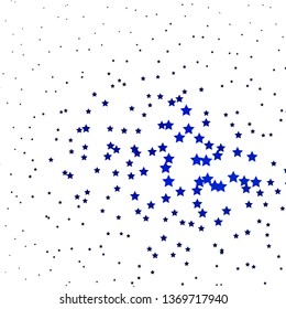 Dark BLUE vector background with colorful stars. Blur decorative design in simple style with stars. Design for your business promotion.