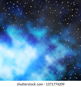 Dark BLUE vector background with colorful stars. Decorative illustration with stars on abstract template. Pattern for wrapping gifts.