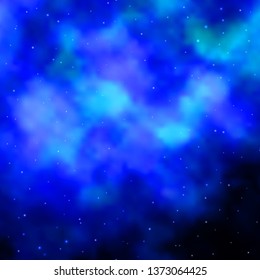 Dark BLUE vector background with colorful stars. Colorful illustration in abstract style with gradient stars. Best design for your ad, poster, banner.