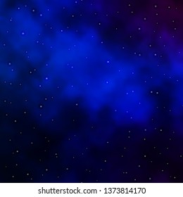 Dark BLUE vector background with colorful stars. Decorative illustration with stars on abstract template. Pattern for new year ad, booklets.