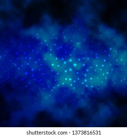 Dark BLUE vector background with colorful stars. Modern geometric abstract illustration with stars. Design for your business promotion.