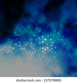 Dark BLUE vector background with colorful stars. Blur decorative design in simple style with stars. Pattern for new year ad, booklets.