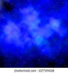 Dark BLUE vector background with colorful stars. Modern geometric abstract illustration with stars. Theme for cell phones.