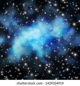 Dark BLUE vector background with colorful stars. Blur decorative design in simple style with stars. Pattern for websites, landing pages.