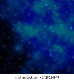 Dark BLUE vector background with colorful stars. Colorful illustration with abstract gradient stars. Design for your business promotion.