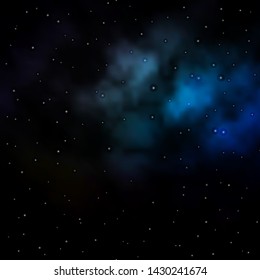 Dark BLUE vector background with colorful stars. Decorative illustration with stars on abstract template. Best design for your ad, poster, banner.
