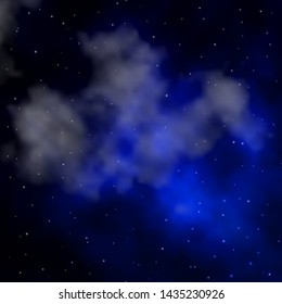 Dark BLUE vector background with colorful stars. Colorful illustration in abstract style with gradient stars. Theme for cell phones.