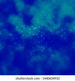 Dark BLUE vector background with colorful stars. Colorful illustration with abstract gradient stars. Best design for your ad, poster, banner.