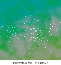 Dark BLUE vector background with colorful stars. Blur decorative design in simple style with stars. Theme for cell phones.