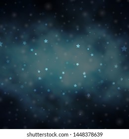 Dark BLUE vector background with colorful stars. Blur decorative design in simple style with stars. Pattern for wrapping gifts.