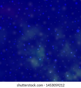Dark BLUE vector background with colorful stars. Blur decorative design in simple style with stars. Design for your business promotion.