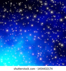 Dark BLUE vector background with colorful stars. Blur decorative design in simple style with stars. Design for your business promotion.