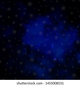 Dark BLUE vector background with colorful stars. Blur decorative design in simple style with stars. Pattern for new year ad, booklets.