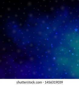 Dark BLUE vector background with colorful stars. Modern geometric abstract illustration with stars. Pattern for wrapping gifts.