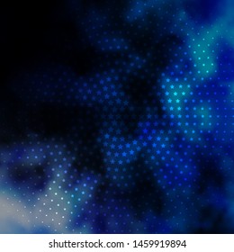 Dark BLUE vector background with colorful stars. Modern geometric abstract illustration with stars. Theme for cell phones.