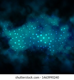 Dark BLUE vector background with colorful stars. Decorative illustration with stars on abstract template. Pattern for new year ad, booklets.