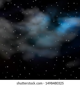 Dark BLUE vector background with colorful stars. Shining colorful illustration with small and big stars. Pattern for new year ad, booklets.
