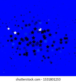 Dark BLUE vector background with colorful stars. Decorative illustration with stars on abstract template. Design for your business promotion.