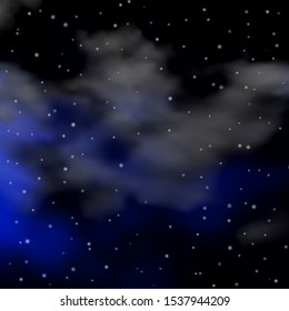 Dark BLUE vector background with colorful stars. Modern geometric abstract illustration with stars. Design for your business promotion.