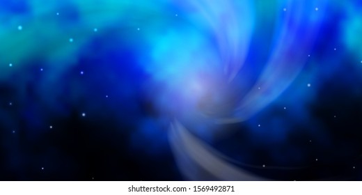 Dark BLUE vector background with colorful stars. Decorative illustration with stars on abstract template. Pattern for websites, landing pages.