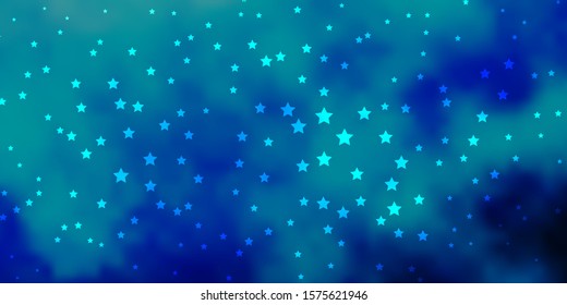 Dark BLUE vector background with colorful stars. Modern geometric abstract illustration with stars. Theme for cell phones.