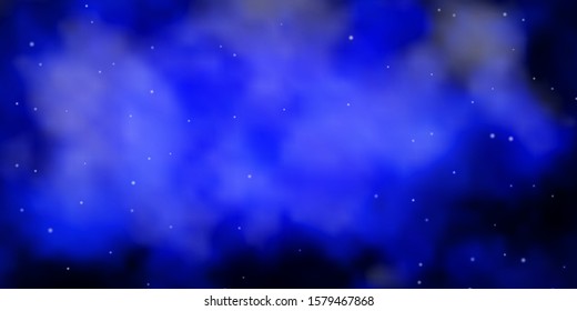 Dark BLUE vector background with colorful stars. Decorative illustration with stars on abstract template. Best design for your ad, poster, banner.