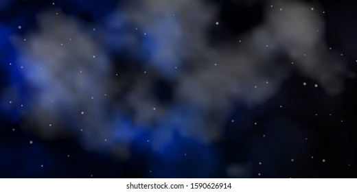 Dark BLUE vector background with colorful stars. Decorative illustration with stars on abstract template. Theme for cell phones.