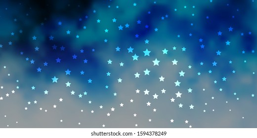 Dark BLUE vector background with colorful stars. Decorative illustration with stars on abstract template. Pattern for websites, landing pages.
