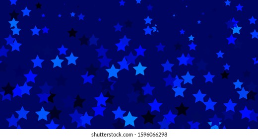 Dark BLUE vector background with colorful stars. Decorative illustration with stars on abstract template. Theme for cell phones.