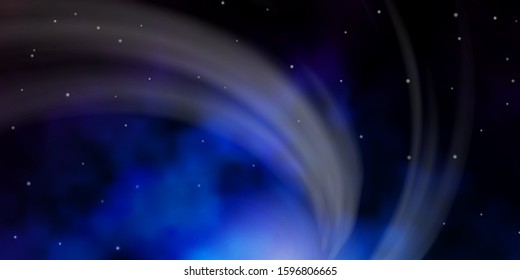 Dark BLUE vector background with colorful stars. Blur decorative design in simple style with stars. Design for your business promotion.